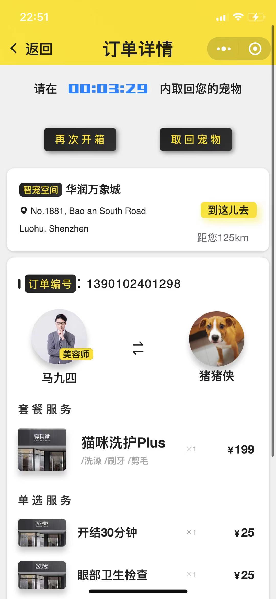 MiniApp active order detail screen